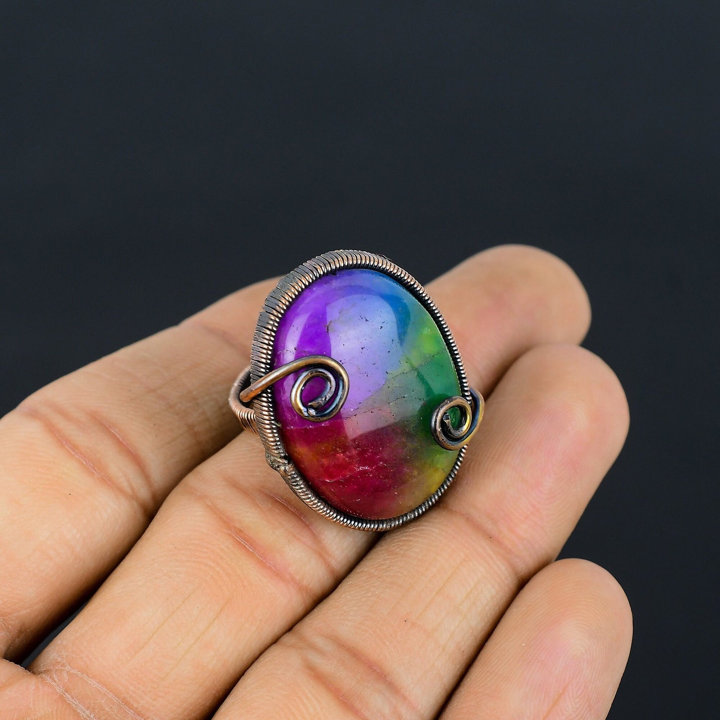 Rainbow Solar Quartz Gemstone Ring