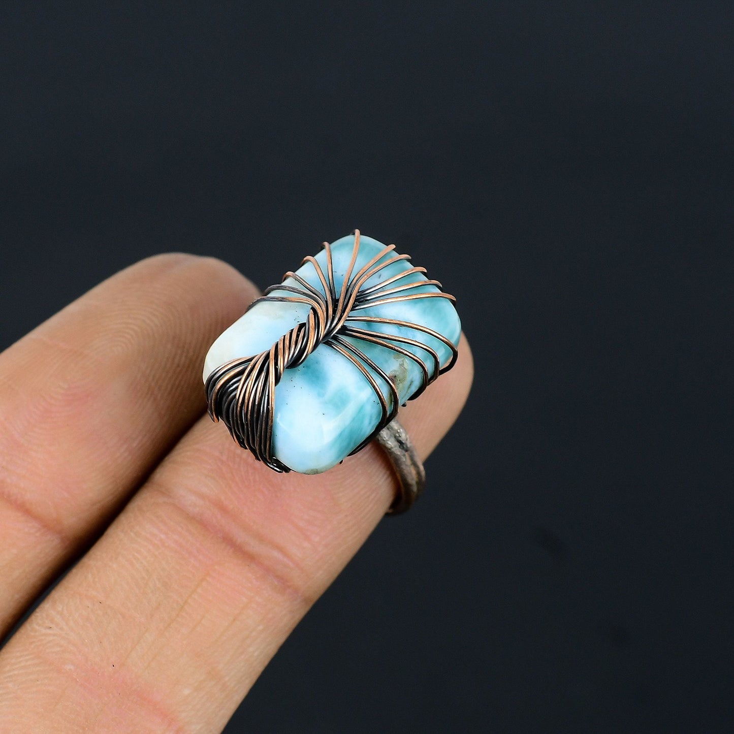 Blue Larimar Gemstone Ring