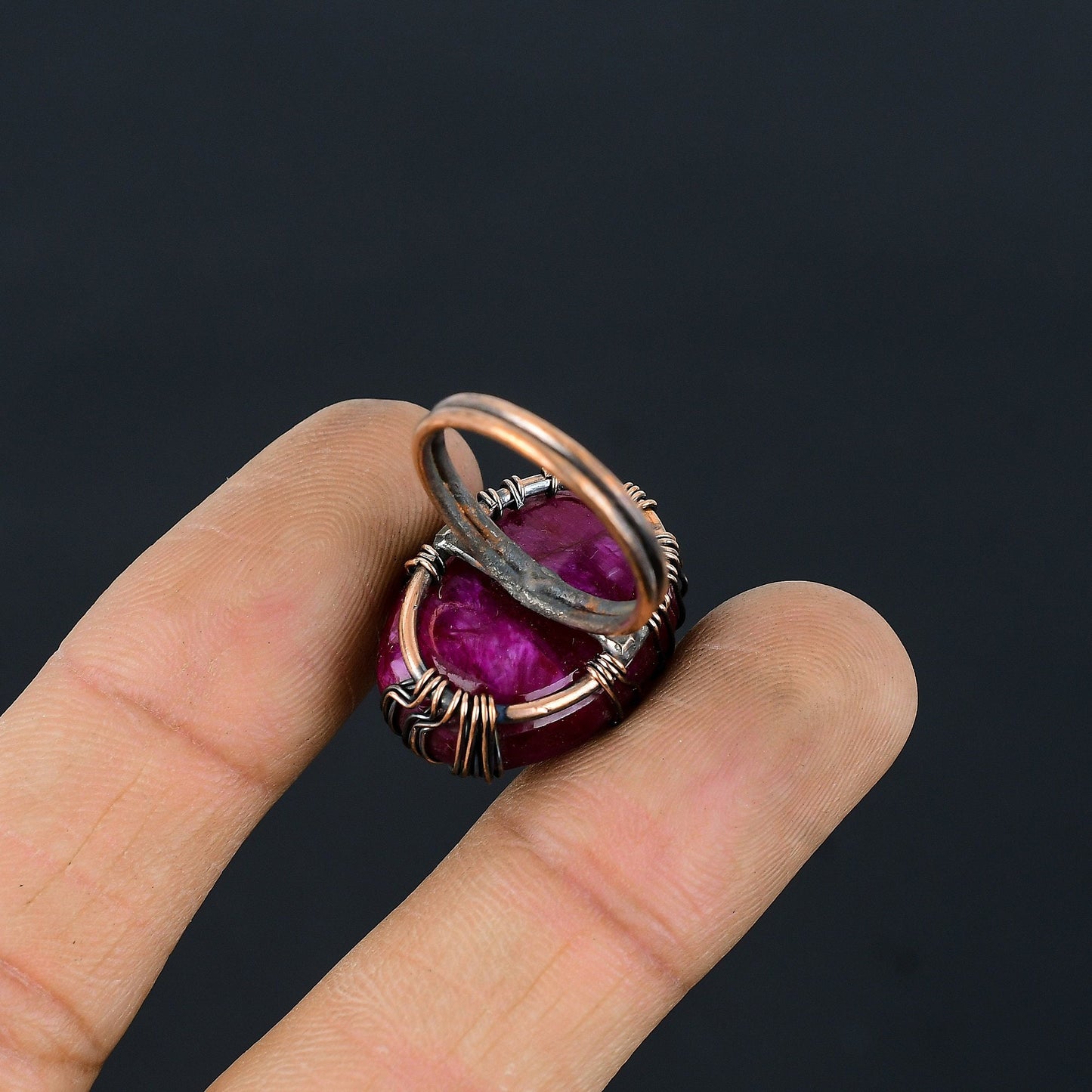 Red Ruby Gemstone Tree of Life Ring