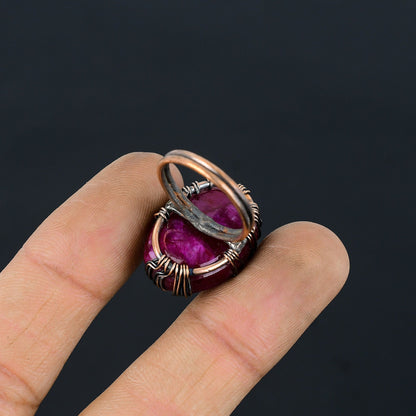 Red Ruby Gemstone Tree of Life Ring