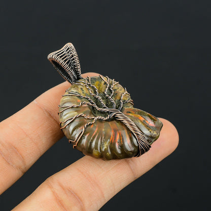 Copper Brown Ammonite Gemstone Pendant