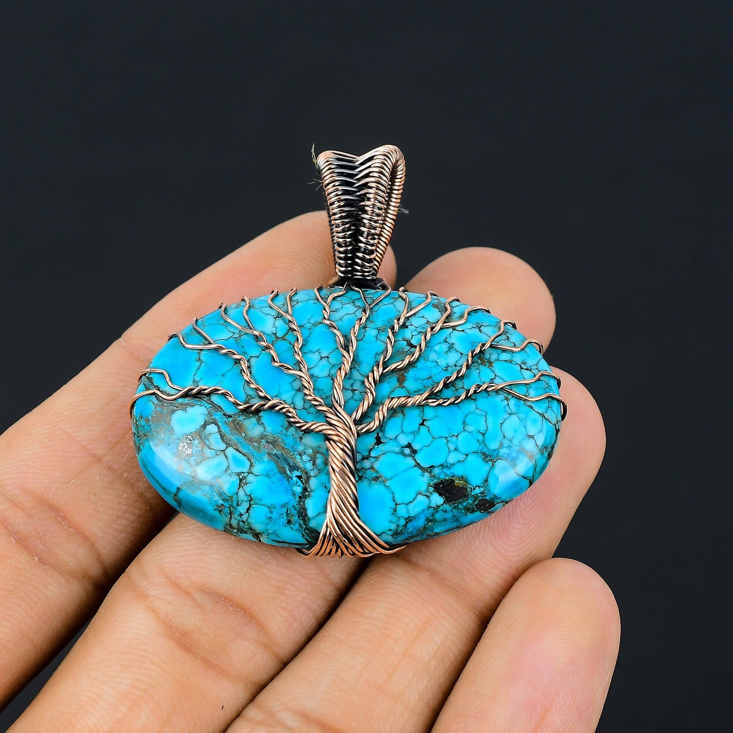 Turquoise Gemstone Tree of Life Pendant