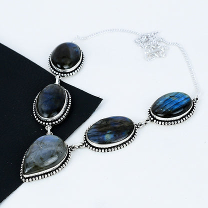 Blue Fire Labradorite Gemstone Necklace