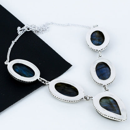 Blue Fire Labradorite Gemstone Necklace