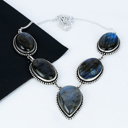 Blue Fire Labradorite Gemstone Necklace