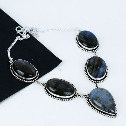 Blue Fire Labradorite Gemstone Necklace