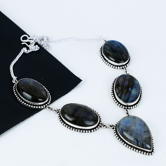 Blue Fire Labradorite Gemstone Necklace
