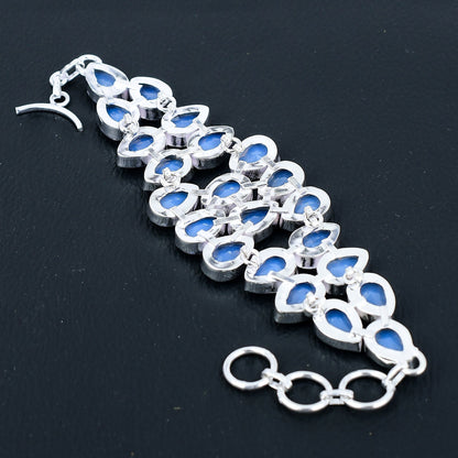 Milky Opal Gemstone Silver Bracelet