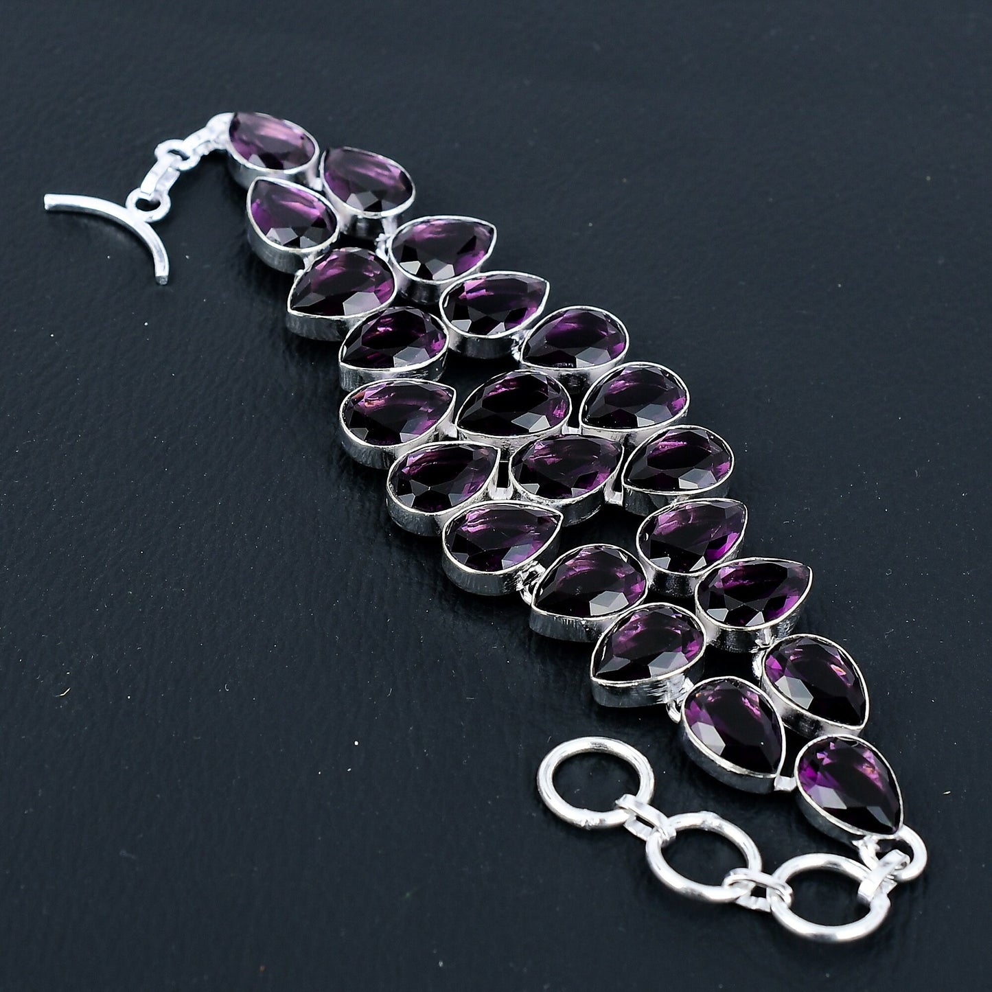 Purple Amethyst Sterling Silver Bracelet