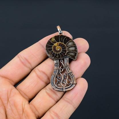Copper Brown Ammonite Gemstone Pendant