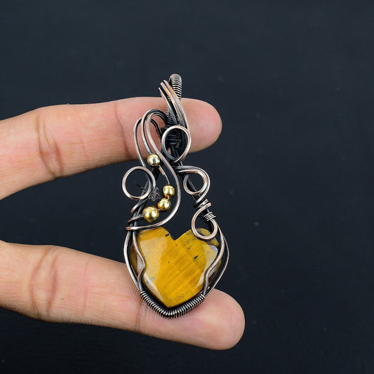 Copper Tiger Eye Gemstone Pendant