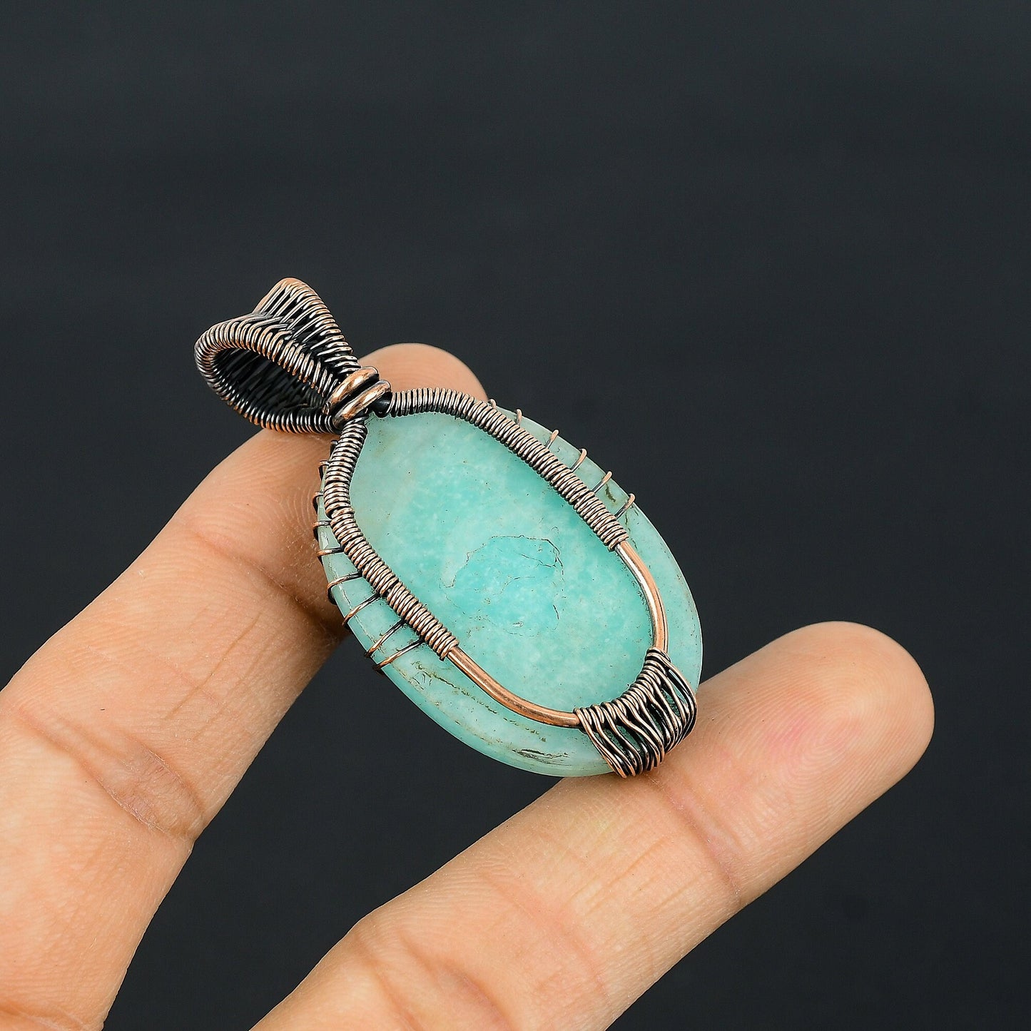 Blue-Green Amazonite Gemstone Pendant