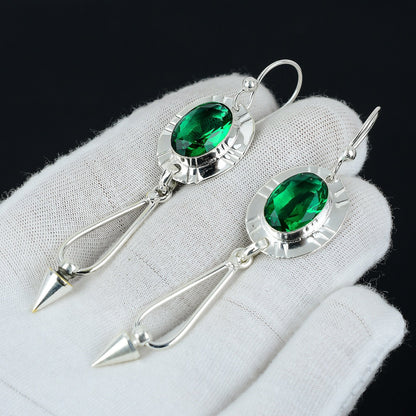 Green Tourmaline Oval Sterling Silver Earrings