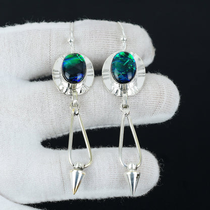 Blue Opal Gemstone Sterling Silver Earring