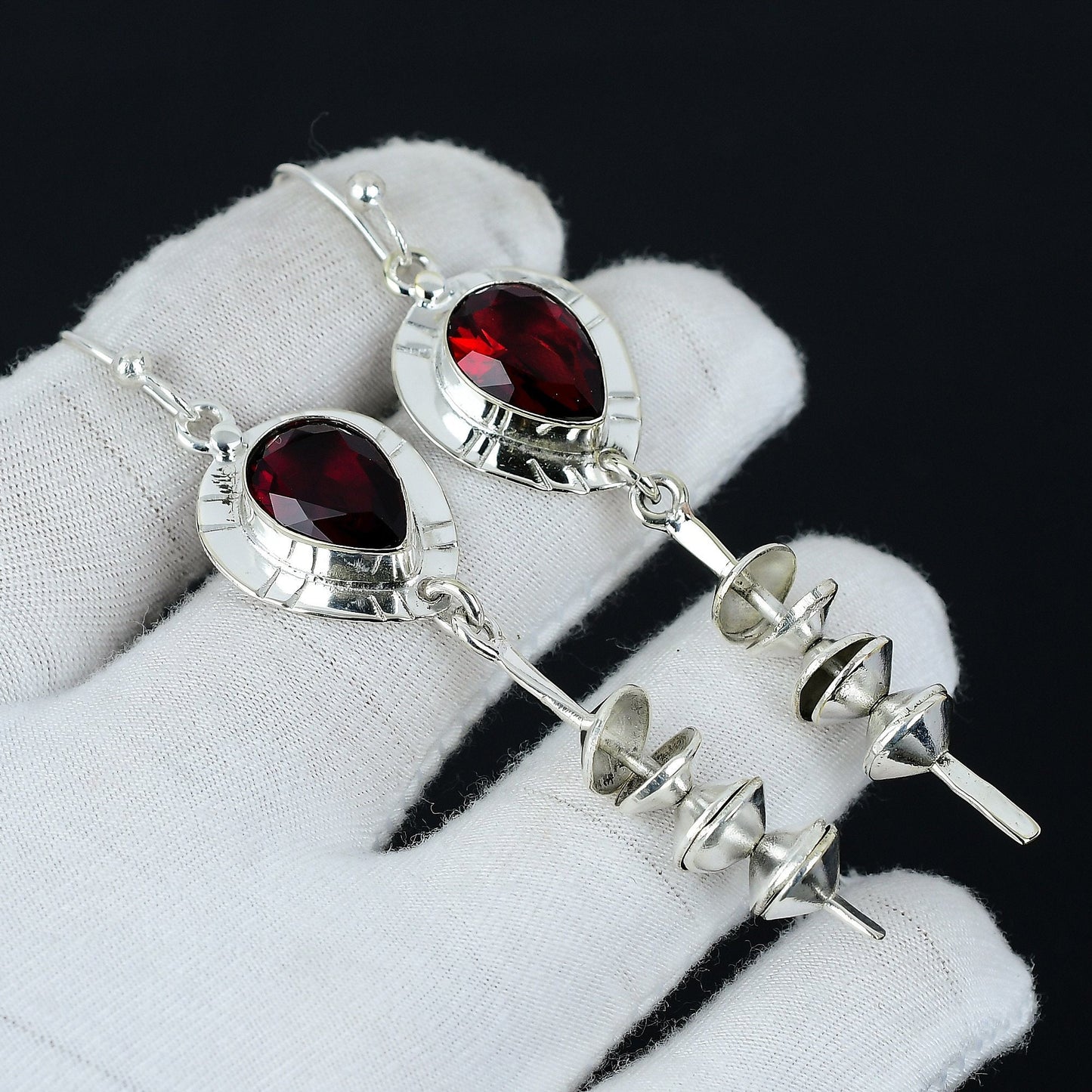 Red Garnet Gemstone Earrings