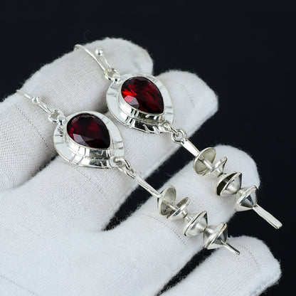Red Garnet Gemstone Earrings