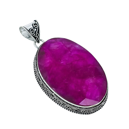 Ruby Gemstone Silver Pendant