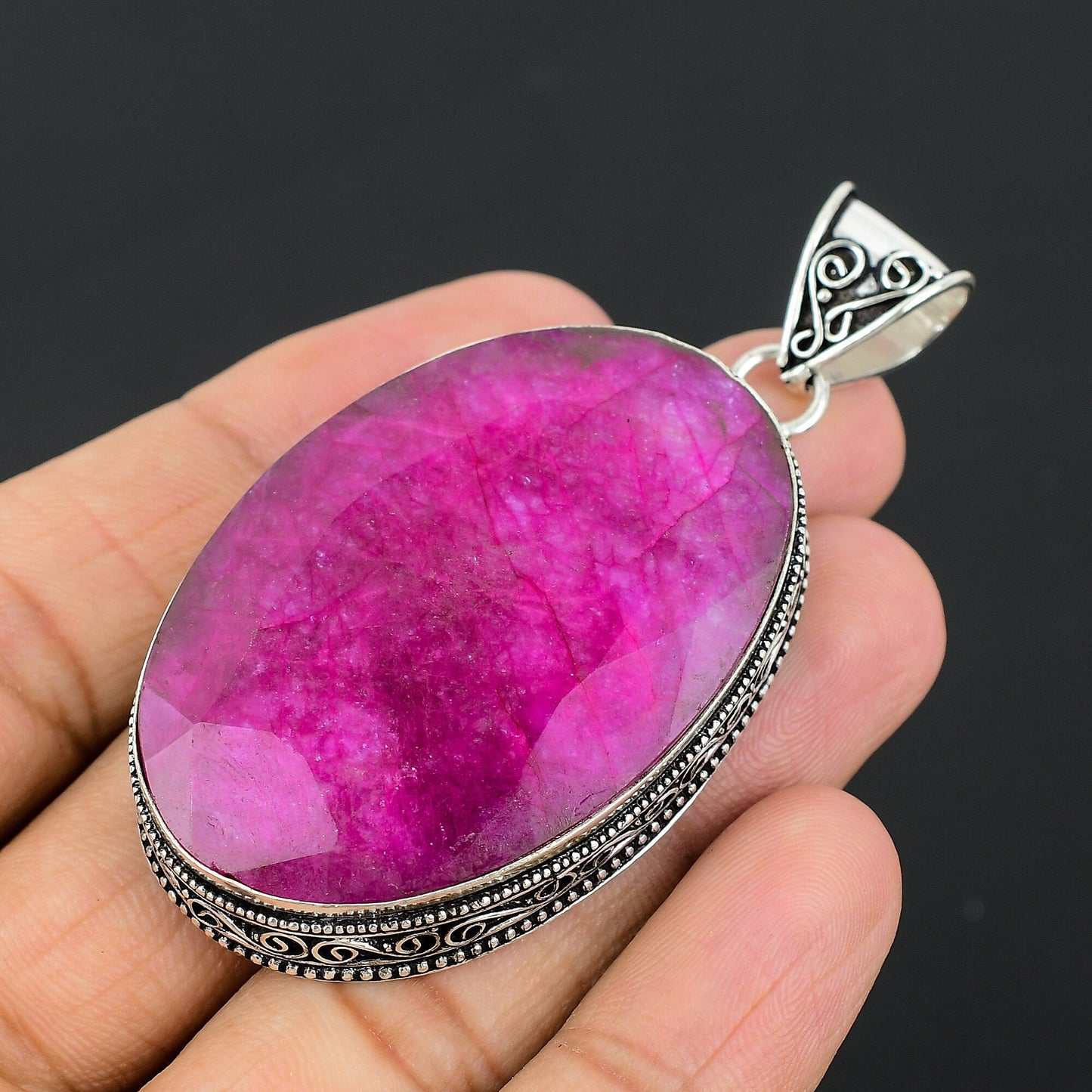 Ruby Gemstone Silver Pendant