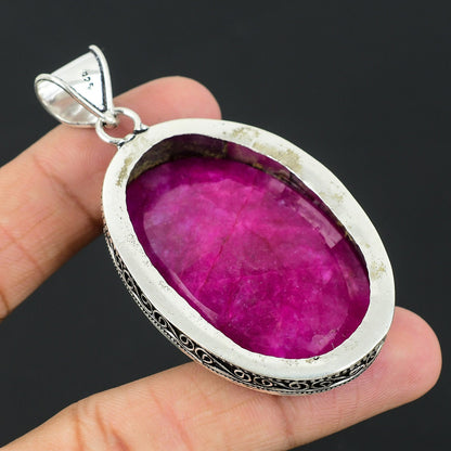 Ruby Gemstone Silver Pendant