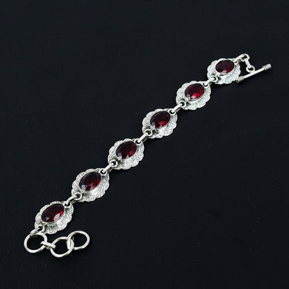 Handmade Red Garnet Sterling Silver Bracelet