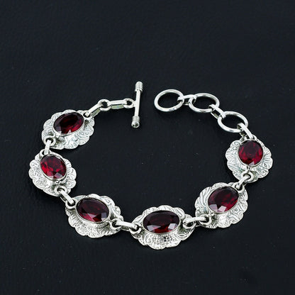 Handmade Red Garnet Sterling Silver Bracelet