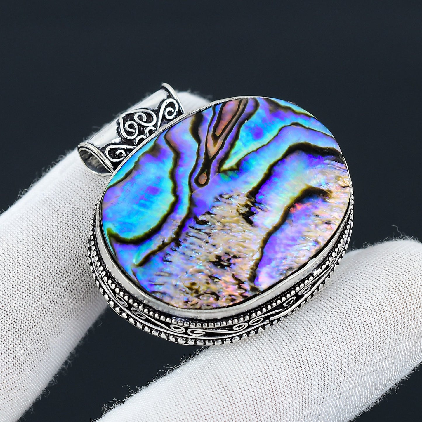 Rainbow Abalone Shell Gemstone Pendant