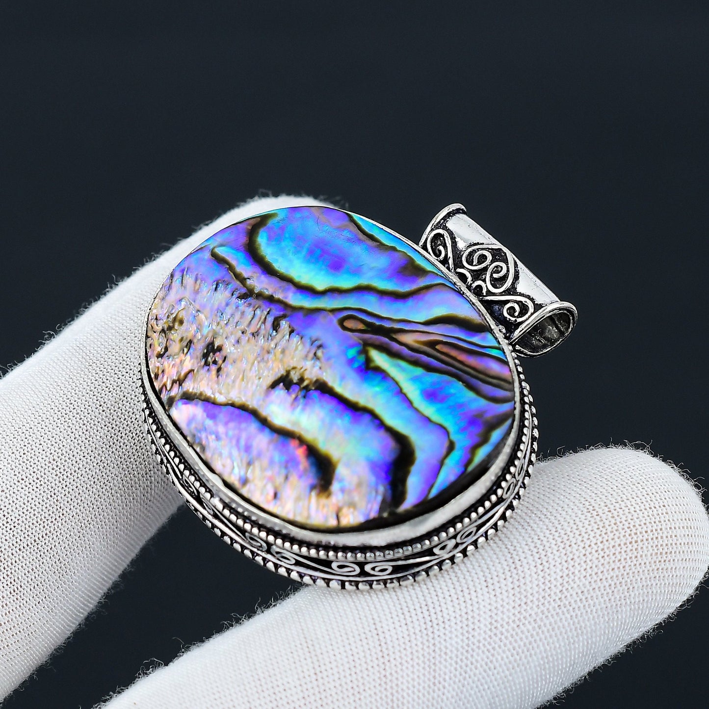 Rainbow Abalone Shell Gemstone Pendant