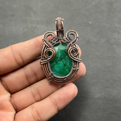 Green Zambian Emerald Gemstone Pendant