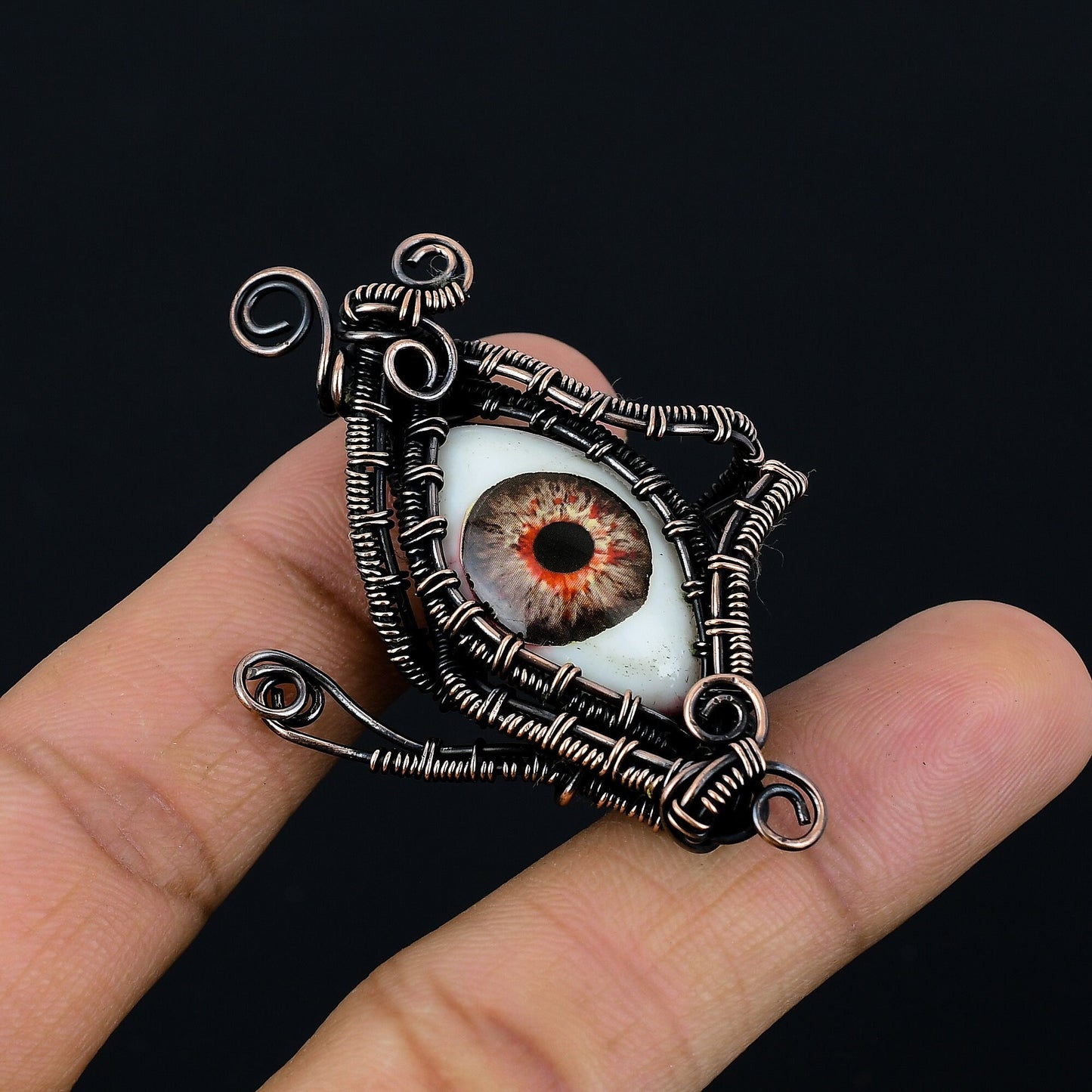 Brown Human Eye Gemstone Pendant