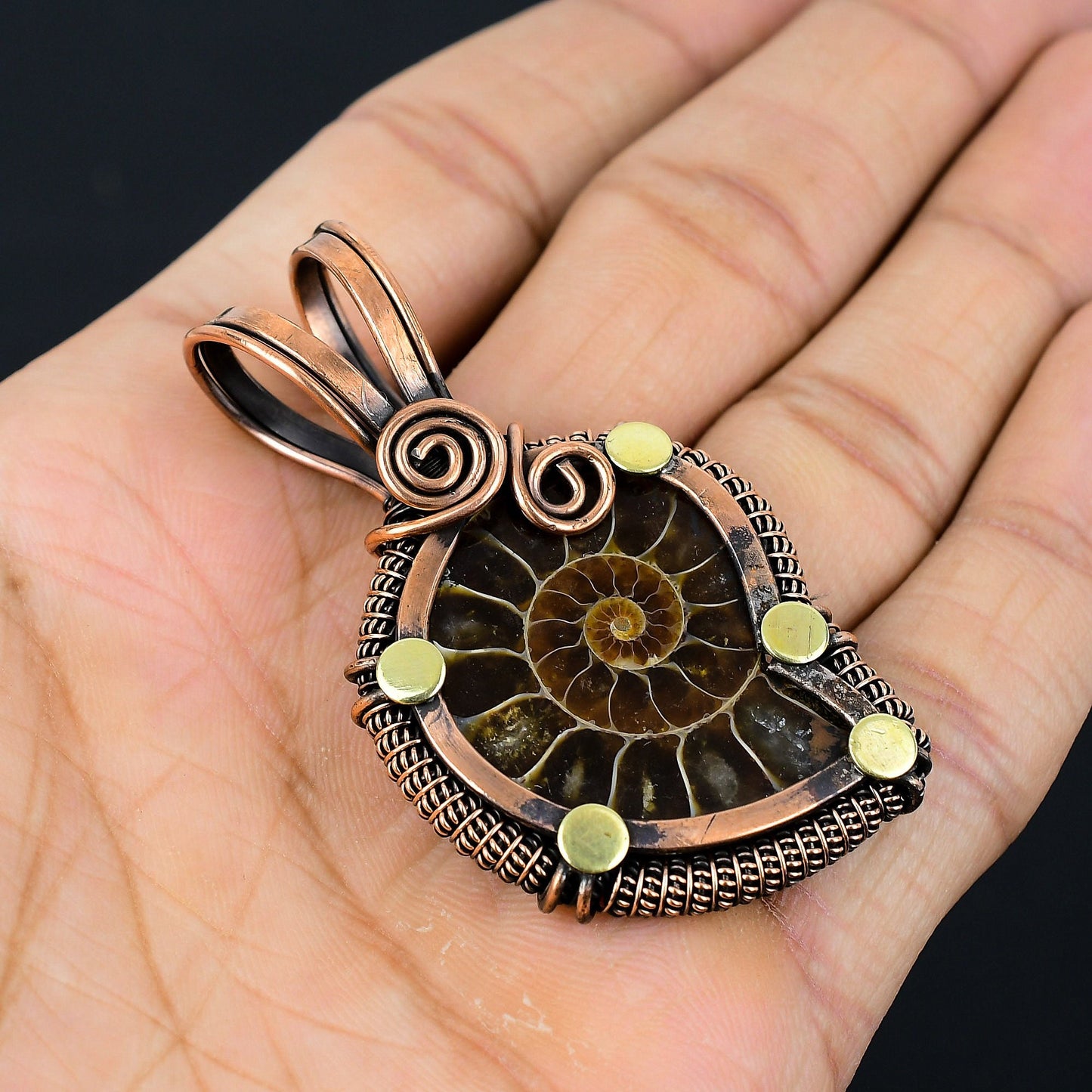 Brown Ammonite Gemstone Pendant