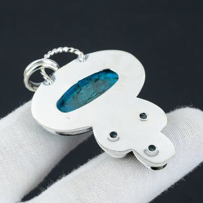 Turquoise & Swiss Blue Topaz Gemstone Pendant