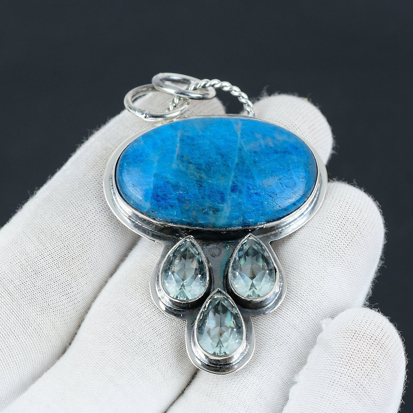 Blue Apatite & Swiss Blue Topaz Gemstone Pendant