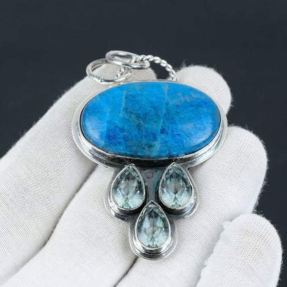 Blue Apatite & Swiss Blue Topaz Gemstone Pendant