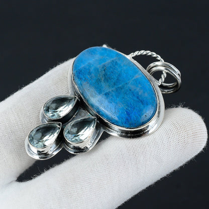 Blue Apatite & Swiss Blue Topaz Gemstone Pendant