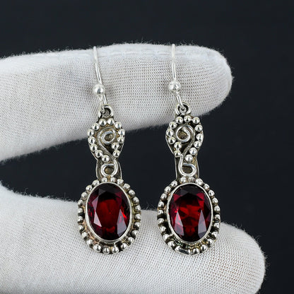 Red Garnet Gemstone Earrings