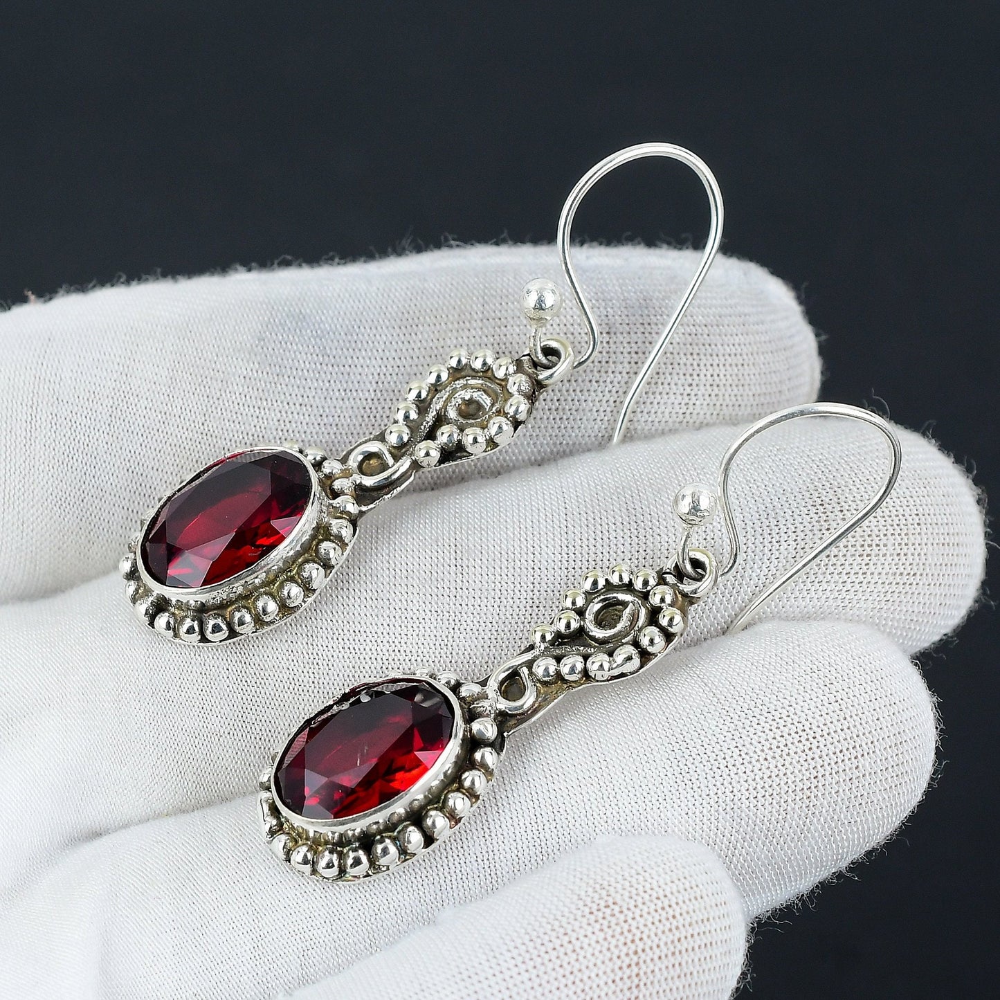 Red Garnet Gemstone Earrings