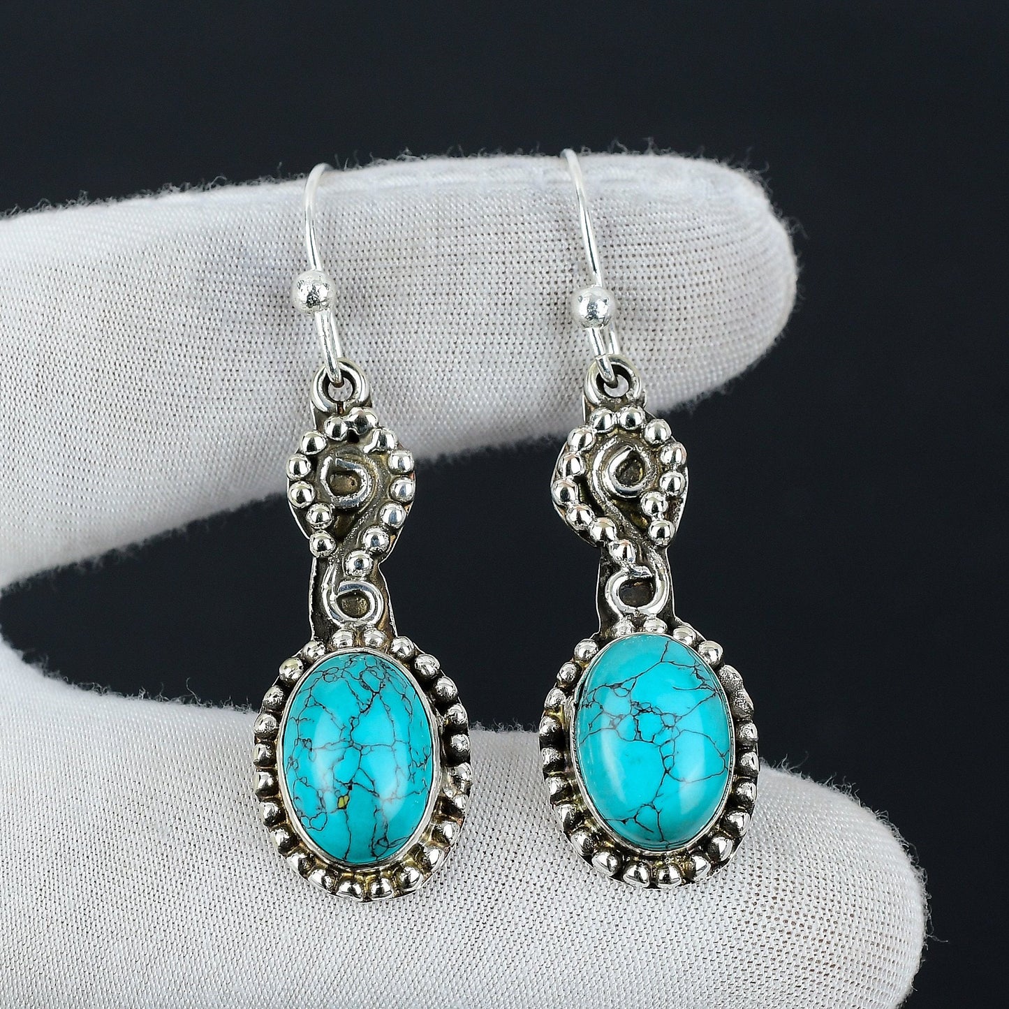 Blue Turquoise Gemstone Earrings