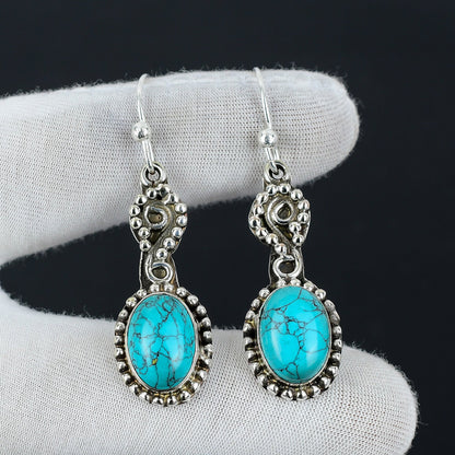 Blue Turquoise Gemstone Earrings