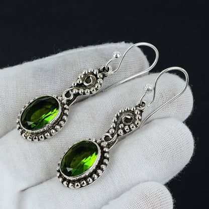 Green Peridot & Yellow Citrine Silver Drop Earrings