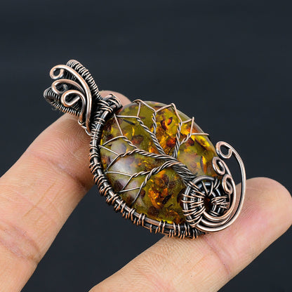 Amber Gemstone Tree of Life Pendant