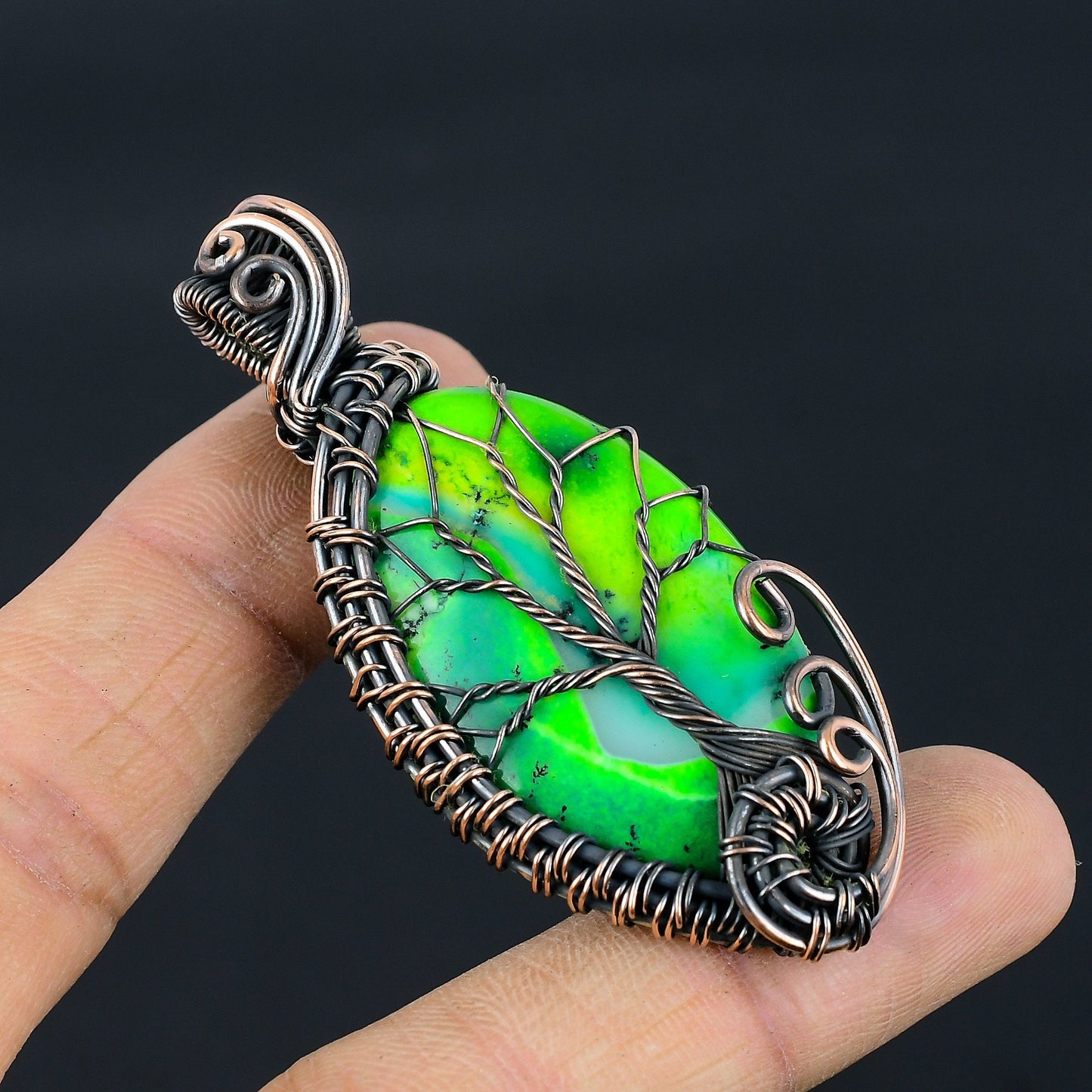 Green Dendrite Opal Gemstone Pendant