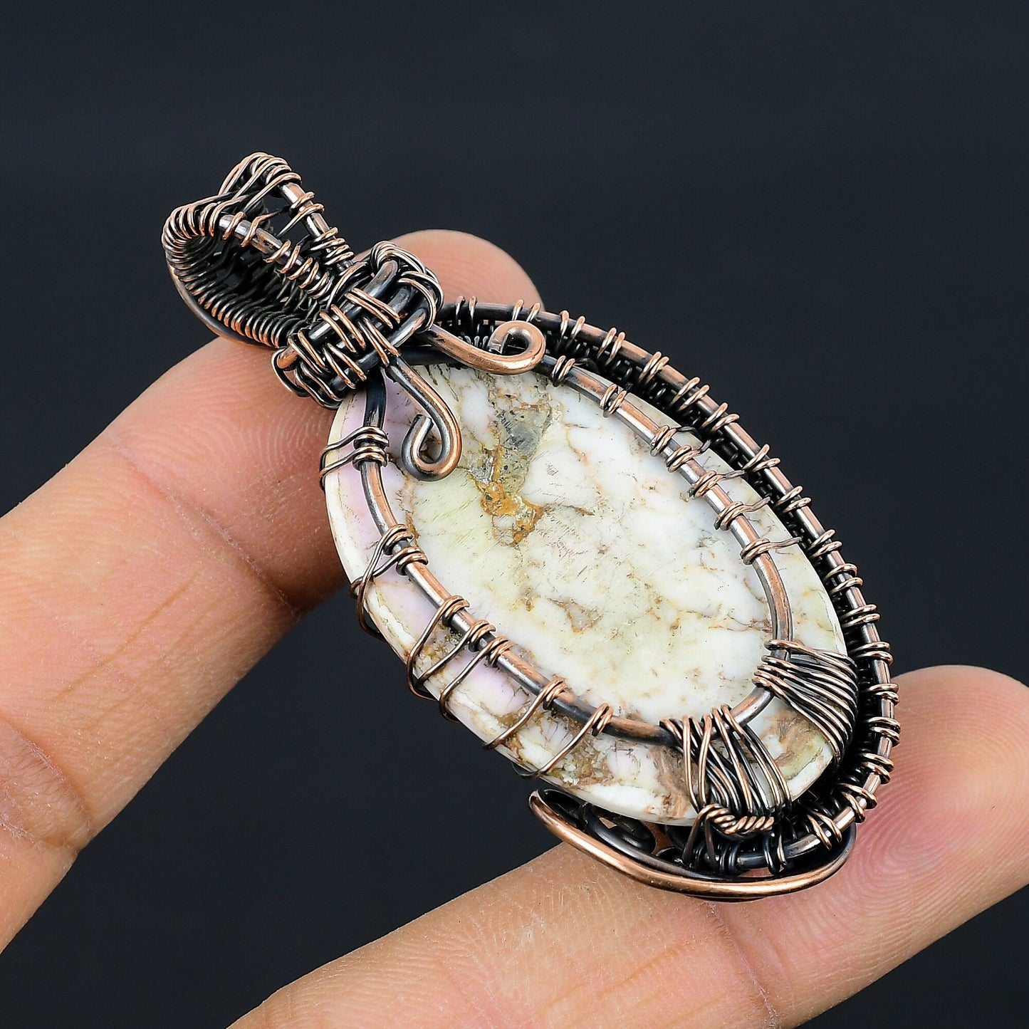 Brown & White Wild Horse Gemstone Pendant