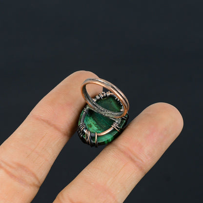 Green Malachite Gemstone Tree of Life Ring