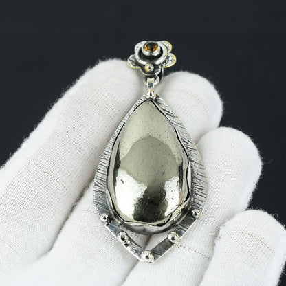 Gold Apache Pyrite Gemstone Pendant