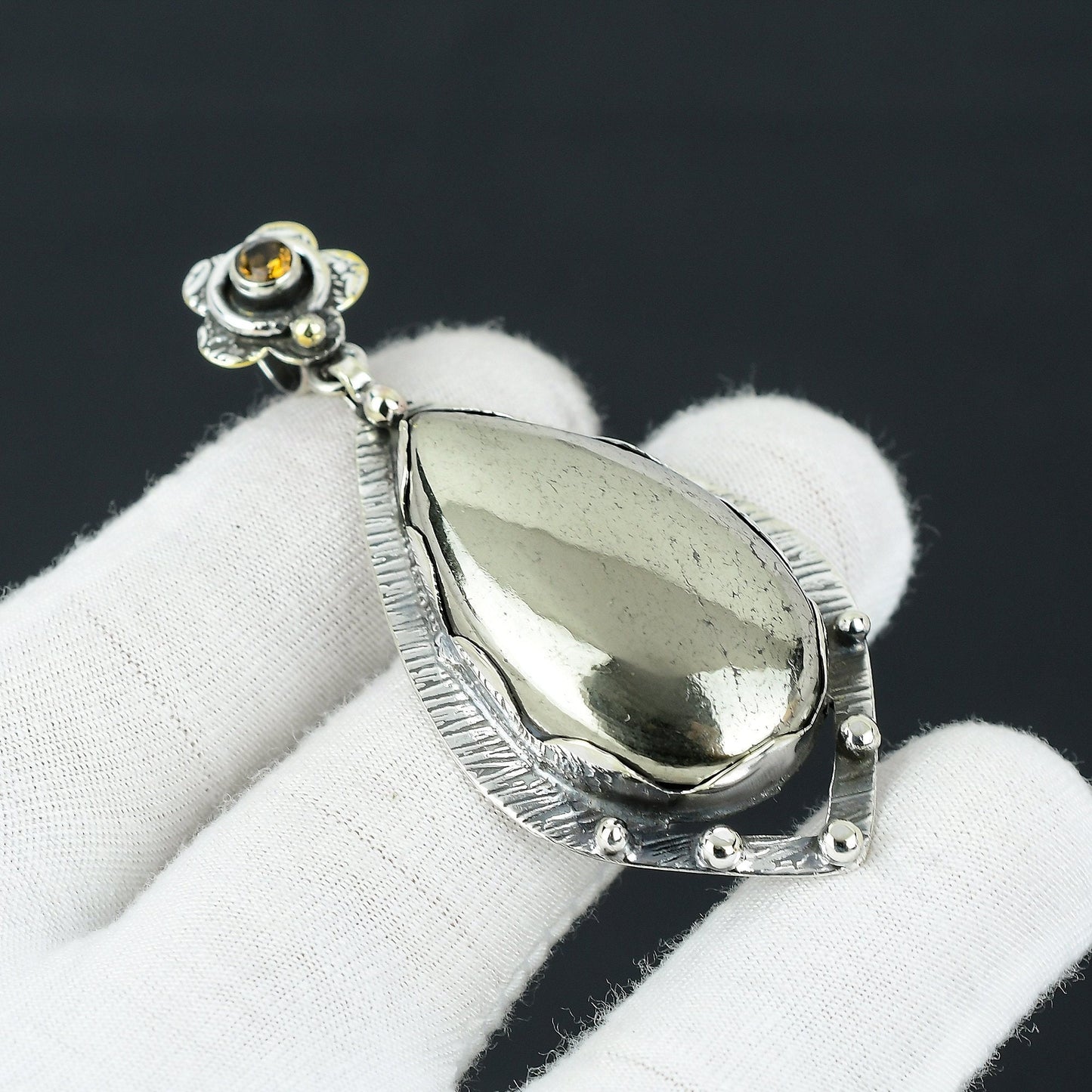 Gold Apache Pyrite Gemstone Pendant