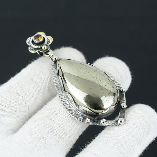 Gold Apache Pyrite Gemstone Pendant
