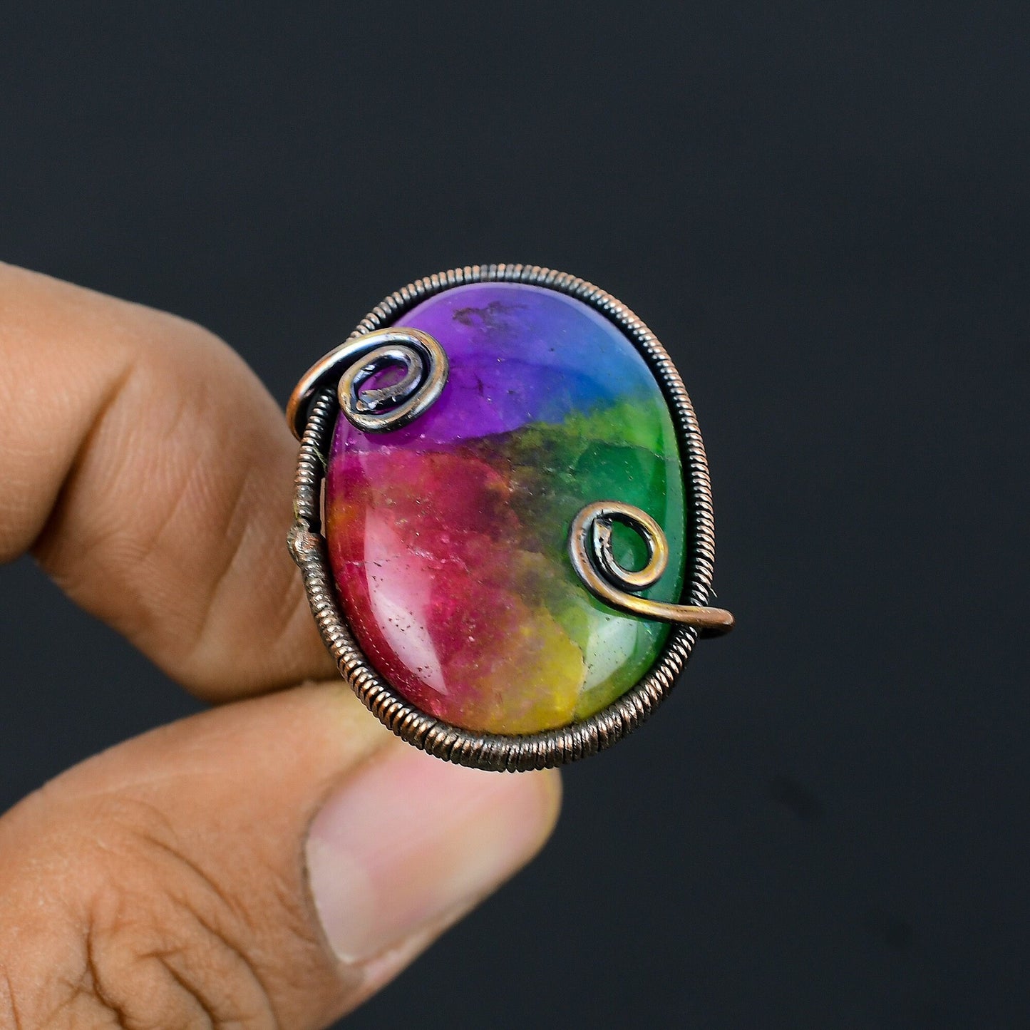 Rainbow Solar Quartz Gemstone Ring