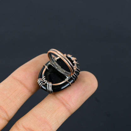 Black Onyx Gemstone Copper Ring