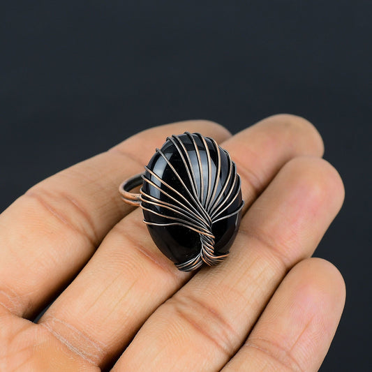 Black Onyx Gemstone Copper Ring