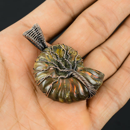 Copper Brown Ammonite Gemstone Pendant